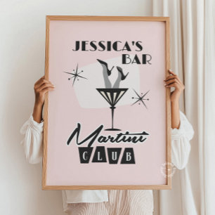 Personalised Cocktail Martini Bar Retro Poster
