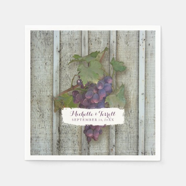 Personalised Cocktail Party Decor Wine Grape Theme Napkin (Front)
