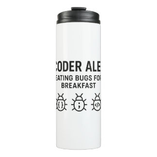Personalised Coder Thermal Tumbler – Eating Bugs 