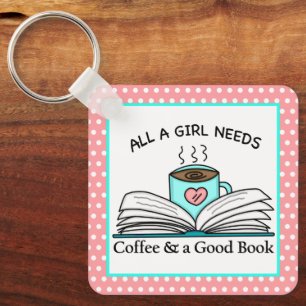 Personalised Coffee and a Good Book Key Ring