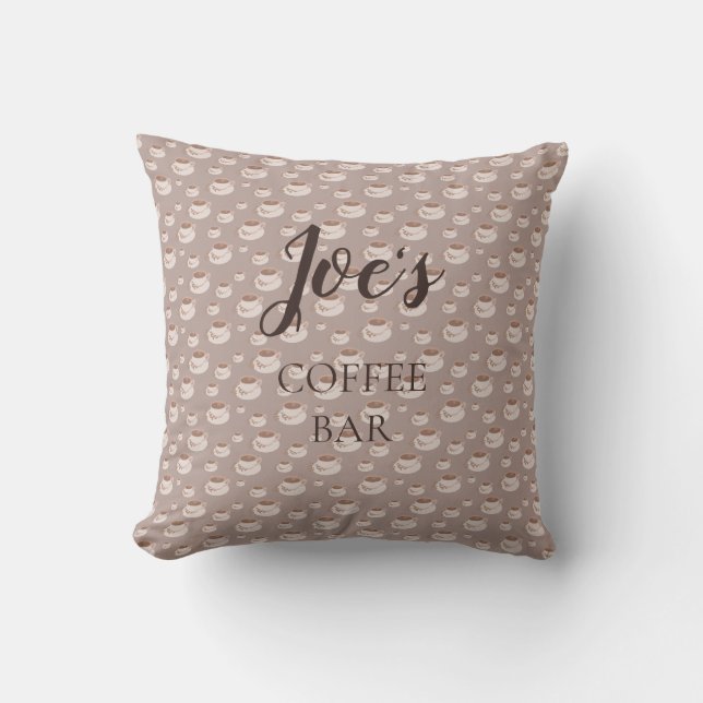 Personalised Coffee Bar Station Throw Pillow (Front)
