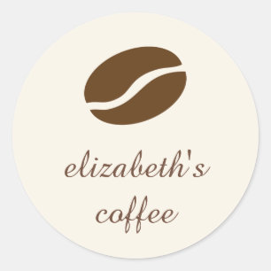 Personalised coffee bean classic round sticker