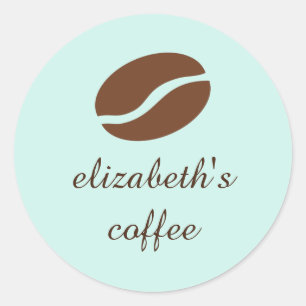 Personalised coffee bean classic round sticker