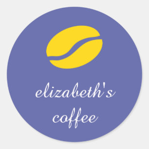Personalised coffee bean classic round sticker