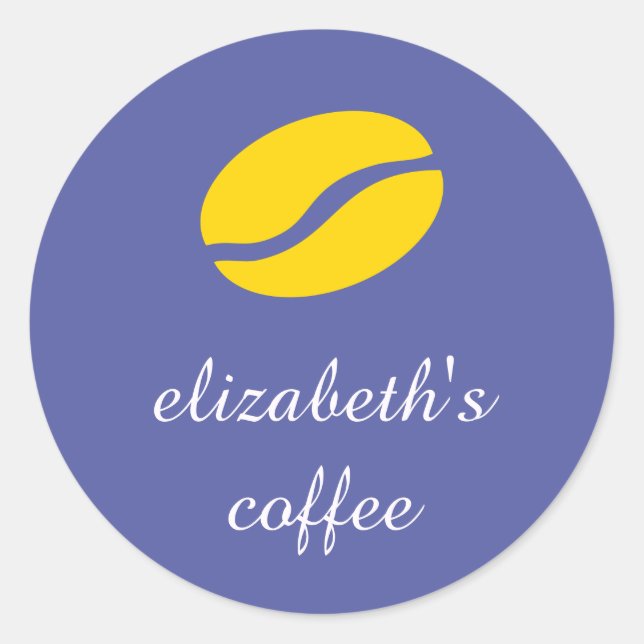 Personalised coffee bean classic round sticker (Front)