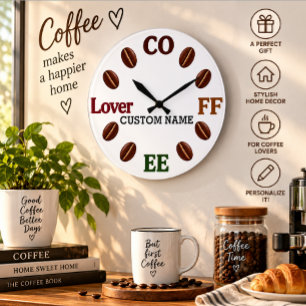 Personalised Coffee Bean Wall Clock Gift