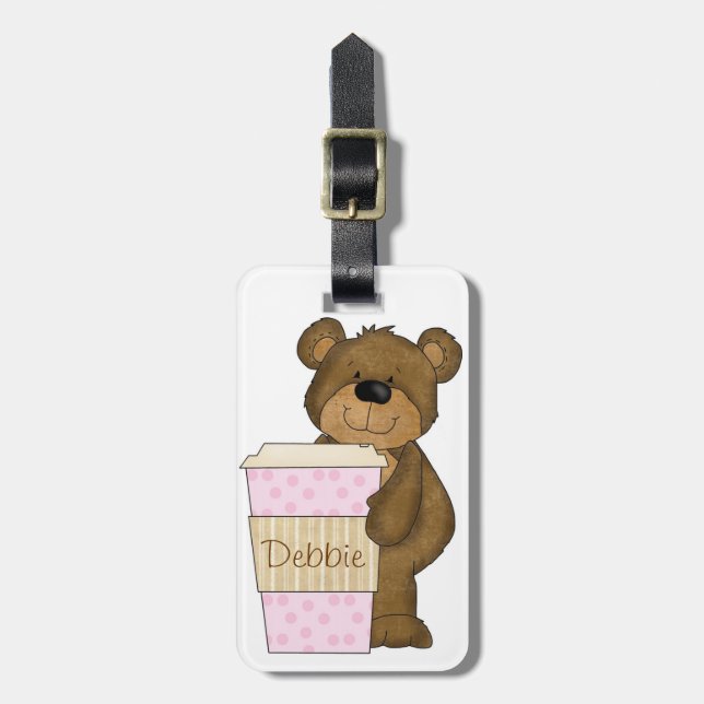 Personalised Coffee Bear LUGGAGE TAG (Front Vertical)