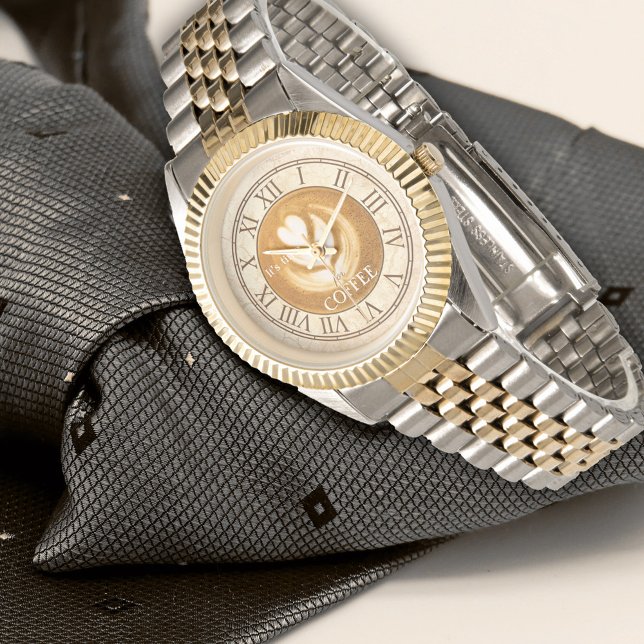 Personalised Coffee  Cappuccino Vintage Watch (Elegant watch featuring a coffee/cappuccino theme in vintage style )