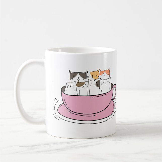 Personalised Coffee Cats Coffee Mug (Left)