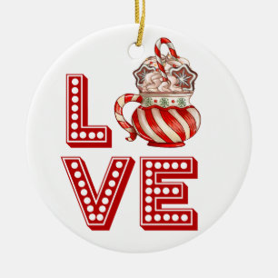 Personalised Coffee Ceramic Ornament – Candy Cane