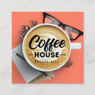 Personalised Coffee House Square Business Card