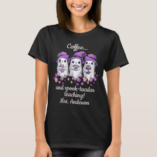 Personalised Coffee-Lover Teacher Halloween T-Shirt