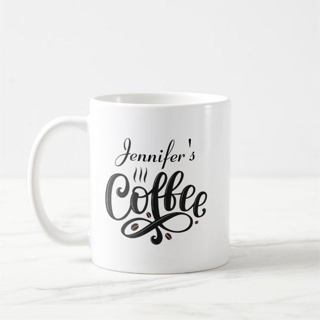 Personalised Coffee Mug, Custom Bistro Cup, Engrav Mug (Left)