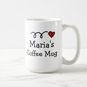 Personalised coffee mug with custom name and heart