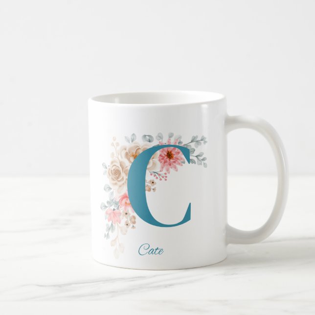 Personalised Coffee Mug with Name & Alphabet C (Right)