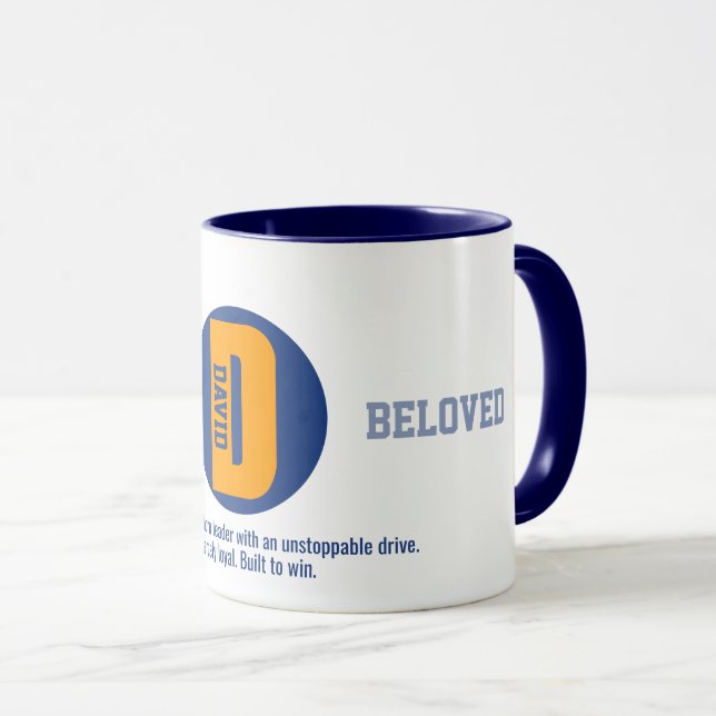 Personalised Coffee Mugs, David Name Meaning Mug (Front Right)