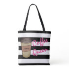 Personalised Coffee Queen Striped Tote