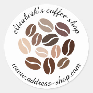Personalised coffee shop classic round sticker