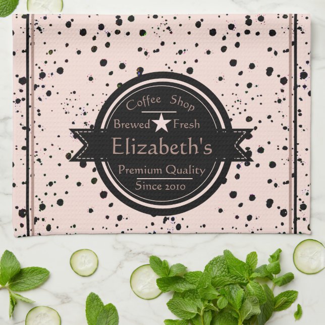 Personalised coffee shop logo  kitchen towel (Folded)