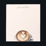 Personalised Coffee-Themed Notepad with Latte<br><div class="desc">Stay organised and add a touch of coffee-inspired charm to your daily notes with our Personalised Coffee-Themed Notepad. Featuring a delightful watercolor illustration of a latte with heart-shaped foam, this notepad is perfect for coffee enthusiasts. Customise it with your name or a personalised greeting to make it uniquely yours. Crafted...</div>