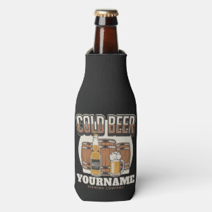 Personalised Cold Beer Oak Barrel Brewery Brewing Bottle Cooler