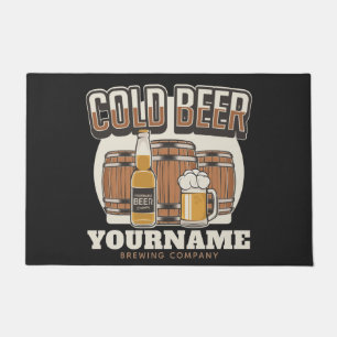 Personalised Cold Beer Oak Barrel Brewery Brewing Doormat