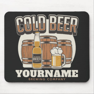 Personalised Cold Beer Oak Barrel Brewery Brewing  Mouse Pad