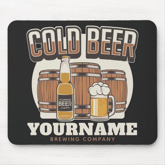 Personalised Cold Beer Oak Barrel Brewery Brewing  Mouse Pad (Front)