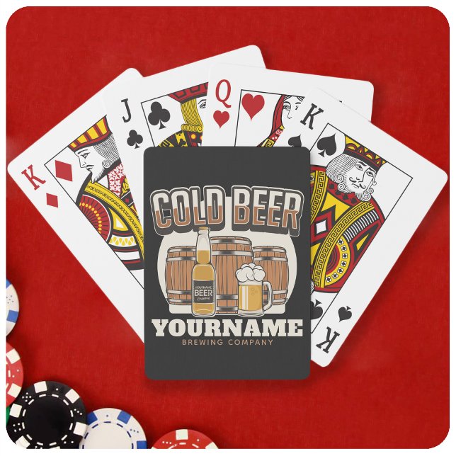 Personalised Cold Beer Oak Barrel Brewery Brewing Playing Cards (Creator Uploaded)