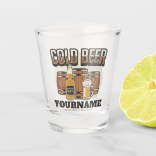 Personalised Cold Beer Oak Barrel Brewery Brewing Shot Glass