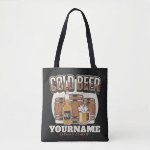 Personalised Cold Beer Oak Barrel Brewery Brewing Tote Bag