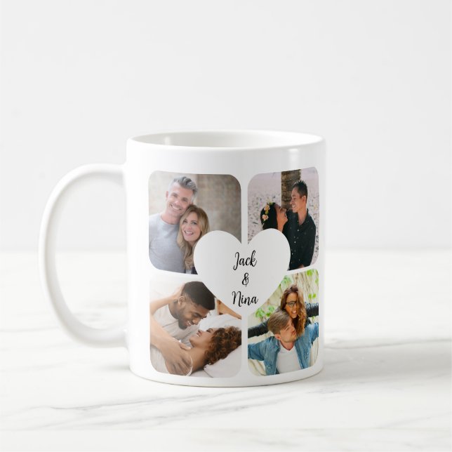 Personalised Collage Couple Mug – Custom Photo & N (Left)
