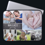 Personalised Collage Family Kids Pets Photo Blocks Laptop Sleeve<br><div class="desc">Personalise your laptop sleeve with your favourite photos of family,  kids,  pets and special memories with this collage design. The chalkboard block adds a  modern touch and font mix selection is perfectly paired for your family name.</div>