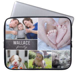 Personalised Collage Family Kids Pets Photo Blocks Laptop Sleeve