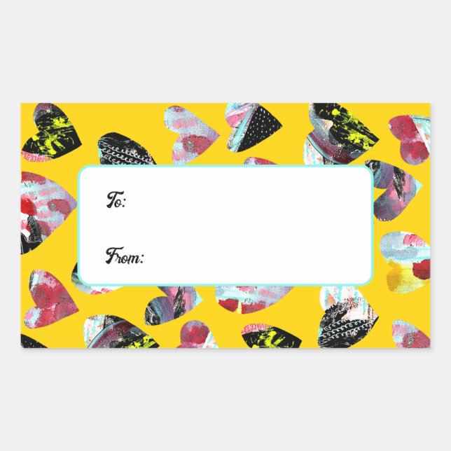 Personalised Collage Hearts Rectangular Sticker (Front)