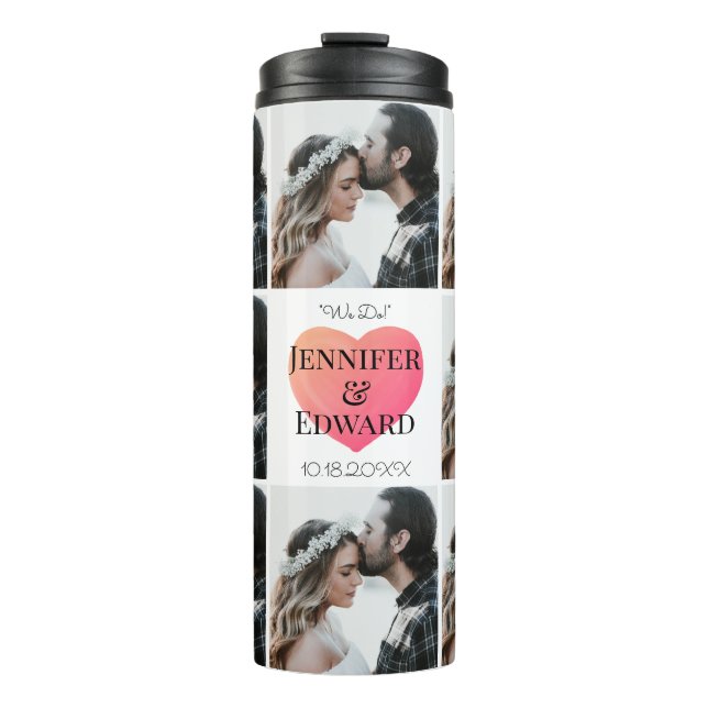 Personalised Collage Wedding Photos Thermal Tumbler (Front)