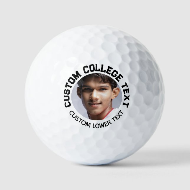 Personalised College Font Text Photo Golf Balls (Front)