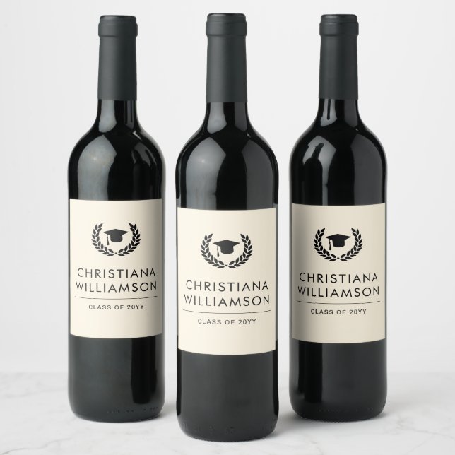 Personalised College Graduation Elegant Wine Label (Bottles)