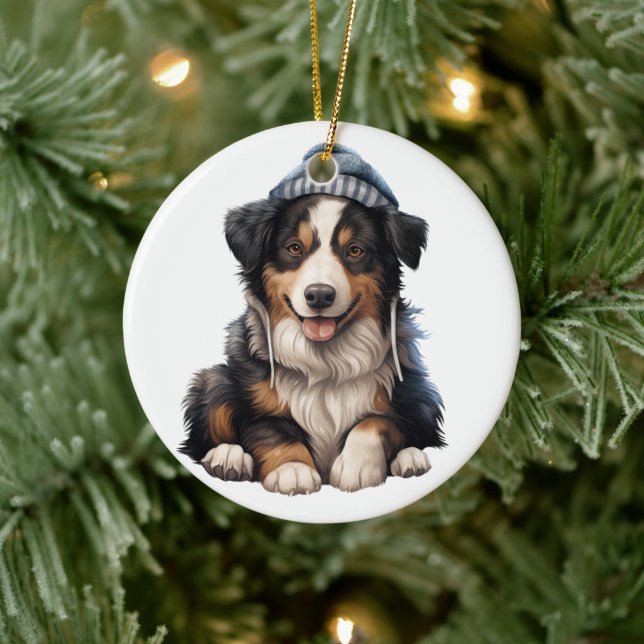 Personalised Collie Dog Ceramic Ornament (Tree)