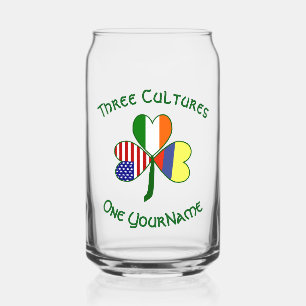 Personalised Colombia Ireland USA Shamrock Can Glass
