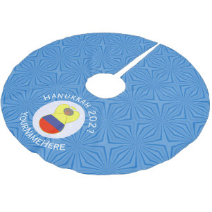 Personalised Colombian Abuela Angel Hanukkah Flag Brushed Polyester Tree Skirt
