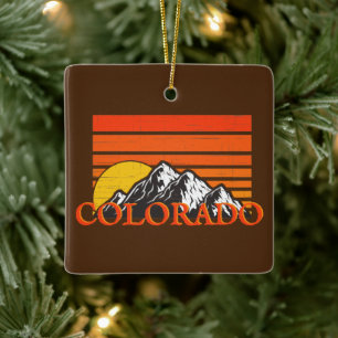 Personalised Colorado Mountain Sunset Christmas Ceramic Ornament