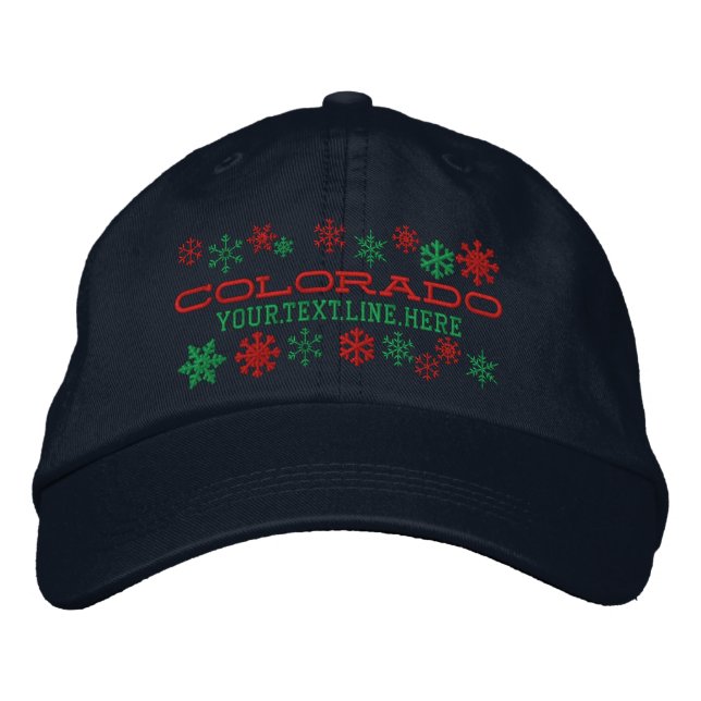 Personalised Colorado Winter Snowflakes Embroidered Hat (Front)