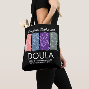 Personalised Colour Block Line Art DOULA Tote Bag
