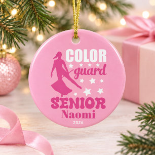 Personalised colour guard senior christmas ceramic ornament