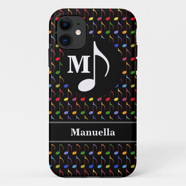 personalised colour music notes on black Case-Mate iPhone case (Back)