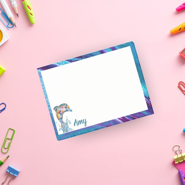 Personalised Colour Pencil Dolphin Jumping Post-it Notes (Creator Uploaded)