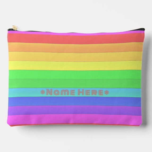 Personalised Colour Rainbow Stripes Cornflower Blu Accessory Pouch (Front)