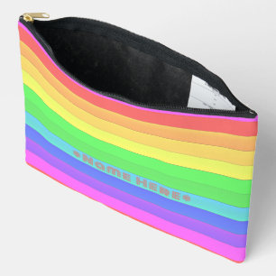 Personalised Colour Rainbow Stripes Ultra Pink Accessory Pouch