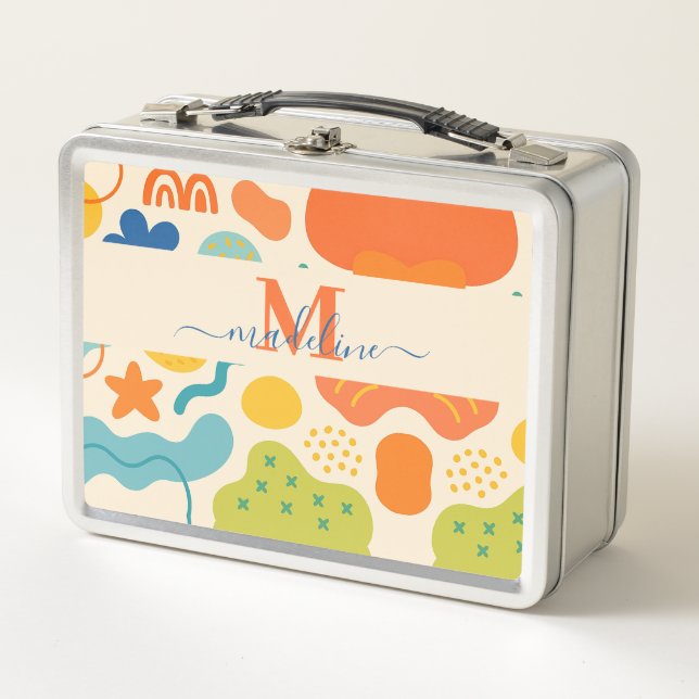 Personalised Colour Splash Abstract Metal Lunch Bo Box (Front)